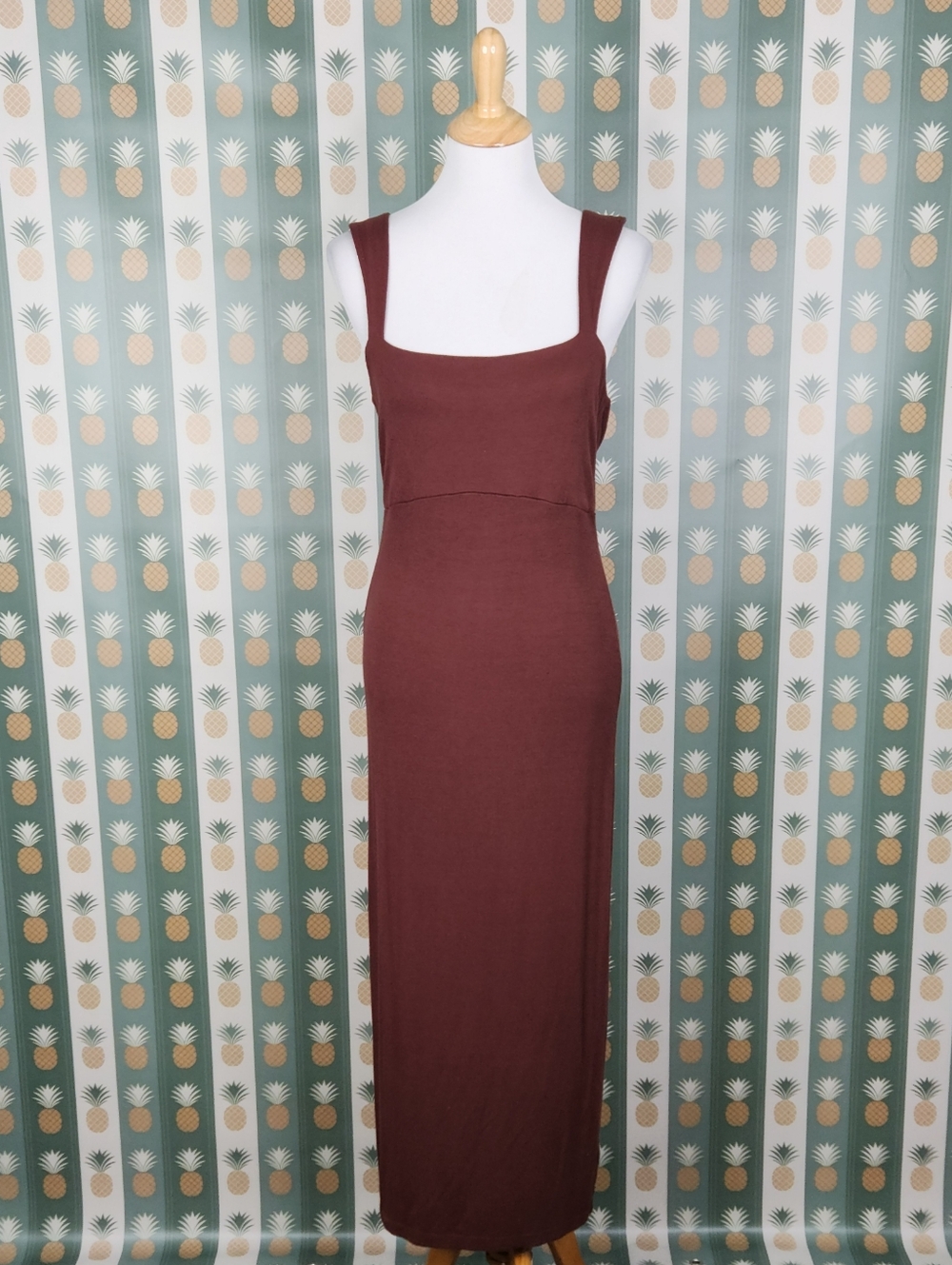 LAMade Square-Neck Maxi Dress in Brown